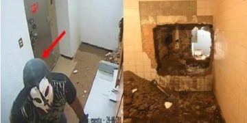 Roban banco en San Luis Potosí cavando un hoyo en la pared