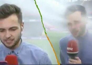 Reportero es empapado durante trasmisión