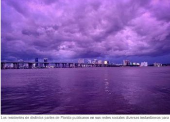 El cielo se pinta de púrpura, al pasar el huracán Dorian por Florida