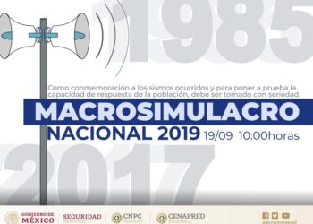 Próximo jueves a las 10:00 hrs activarán alerta sísmica en 18 entidades por macrosimulacro 2019