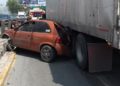 #VIDEO Durante el rescate de un perro, trailero va a exceso de velocidad y provoca un gran percance