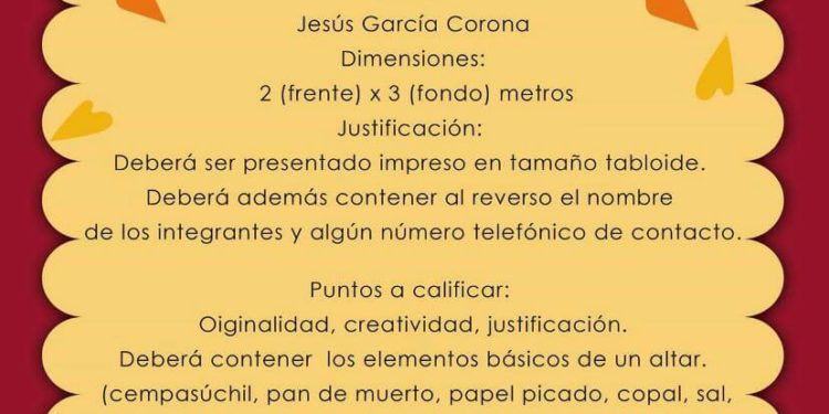 Se les invita a concurso de Comparsas y de Altar de muertos