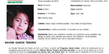 Alerta Amber para localizar a niña de 6 años de edad