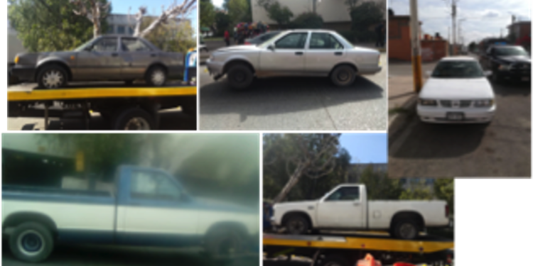 Policía asegura 5 vehículos robados