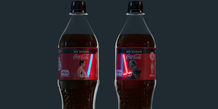 Botellas de Coca-Cola edición Star Wars con sables de luz