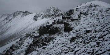 De blanco el Nevado de Toluca y el Popo