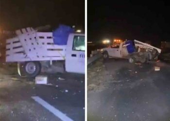 Tras choque de camionetaes descubren cadáver entambado