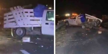 Tras choque de camionetaes descubren cadáver entambado