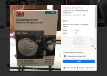 Se venden cubrebocas en 500 pesos por Internet