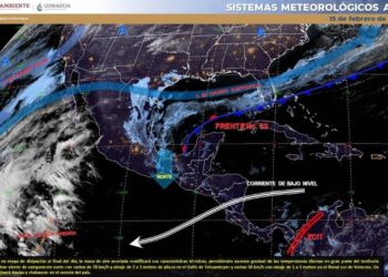 Para el día de hoy 15 de febrero: Frente frío 39 traerá chubascos