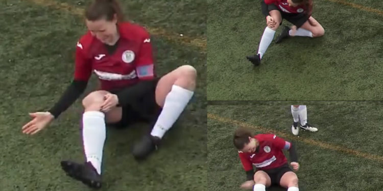 Una futbolista se disloca la rodilla, se la recoloca a golpes y sigue jugando
