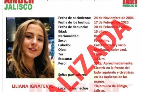 Localizan con vida a menor de origen ruso desaparecida en Jalisco