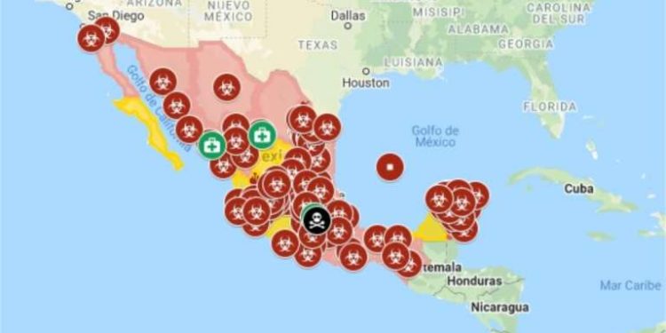 El mapa interactivo avanzado de  coronavirus en México