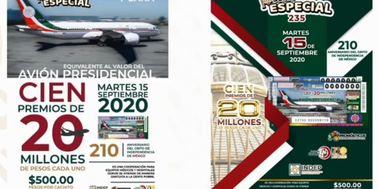 Presenta carteles para rifa del avión presidencial