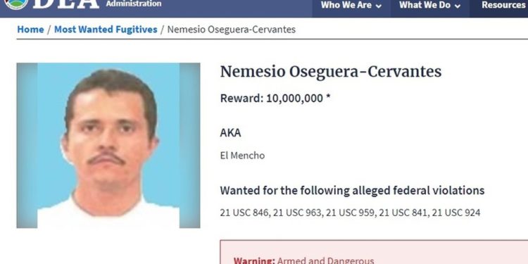 DEA ofrece 10 mdd por El Mencho