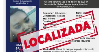 Fiscalía localiza a menor extraviada en Rioverde