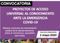 COPOCYT invita  a convocatoria de ‘Proyectos de acceso universal al conocimiento ante emergencia Covid-19’