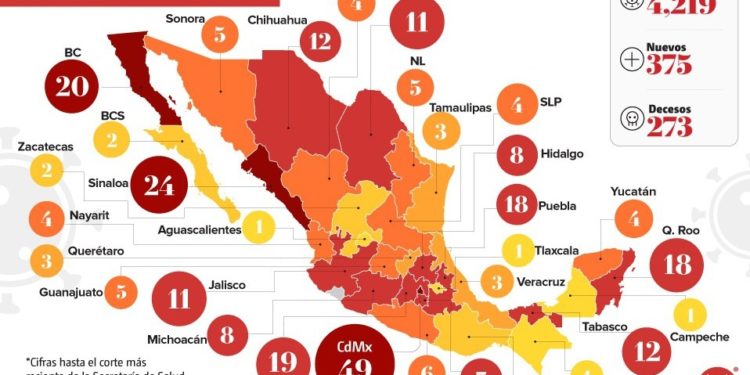 Mapa del coronavirus en México