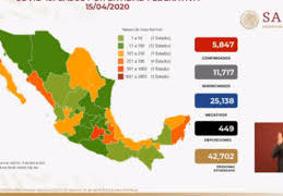 Al día de hoy en México van 449 muertos y 5,847 contagiados