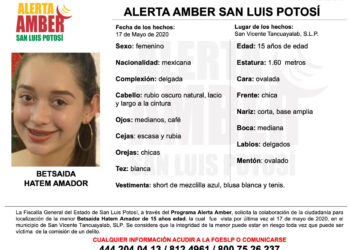 Alerta Amber  para localizar a menor de 15 años