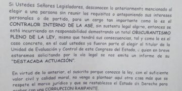 Hacen señalamiento legal en Comisión de Vigilancia por elección de Contralor de la ASE