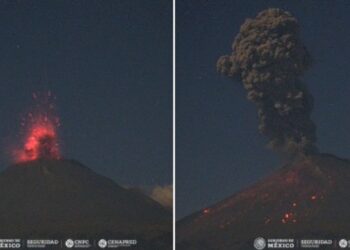 Volcán Popocatépetl registra explosión lanzando material incandescente