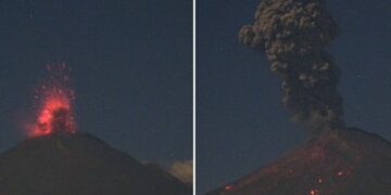 Volcán Popocatépetl registra explosión lanzando material incandescente