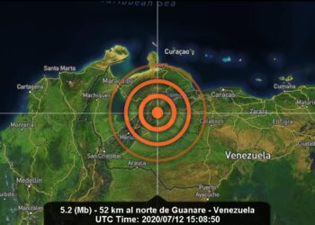 Se registra sismo de 5.2 al norte de Venezuela