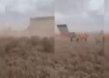 Colapso del muro fronterizo de Trump por el paso del huracán Hanna