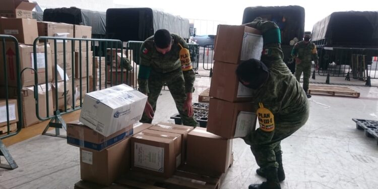 Ejército Mexicano realiza el traslado de insumos médicos de Cd. de México a San Luis Potosí
