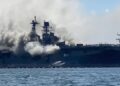 Buque de la Armada de EUA se incendia en San Diego, hay heridos