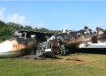 Militares encuentran avioneta quemada en Mapastepec, Chiapas
