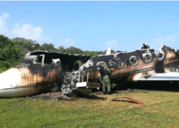 Militares encuentran avioneta quemada en Mapastepec, Chiapas