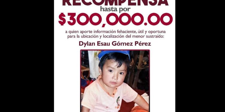 Recompensa de 300 mil pesos a quien ayude a localizar al menor Dylan Esaú