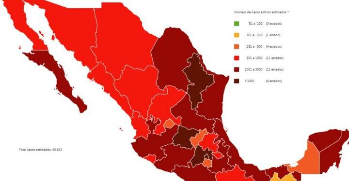 Mapa del COVID19 en México 1 de agosto