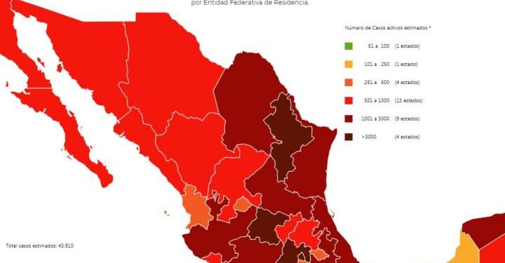Mapa del COVID19 en México 30 de agosto