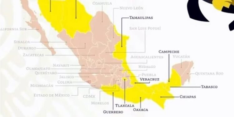 Cambian 10 Estados a amarillo