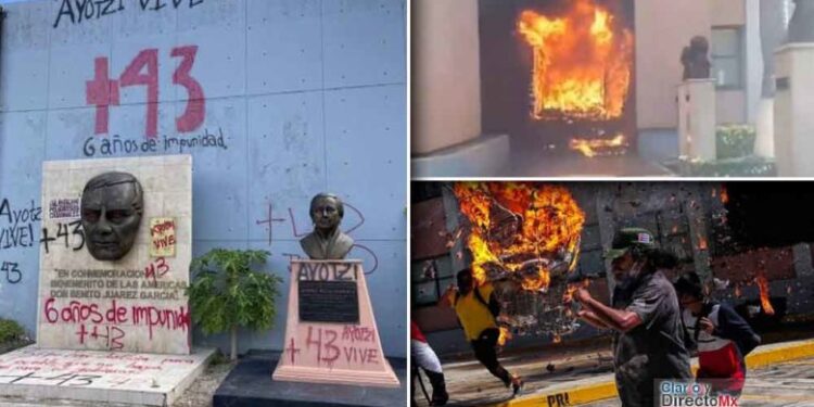 Normalistas protestan en Congreso de Guerrero