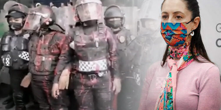 Sheinbaum presenta video de agresión a mujeres policías por parte de feministas