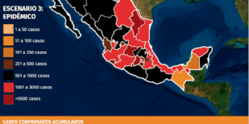 Mapa del Covid-19 en México 5 de septiembre