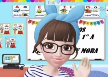 Maestra se convierte en dibujo animado para dar clases a distancia