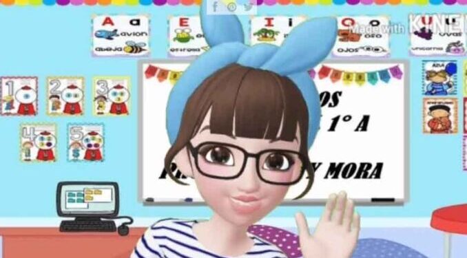 Maestra se convierte en dibujo animado para dar clases a distancia