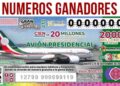 Números ganadores del sorteo al equivalente del avión presidencial