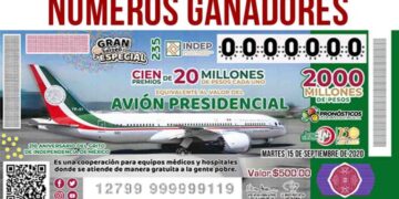 Números ganadores del sorteo al equivalente del avión presidencial
