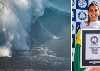 Maya Gabeira surfea la ola más grande del año