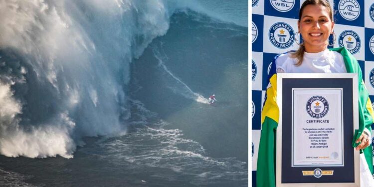 Maya Gabeira surfea la ola más grande del año