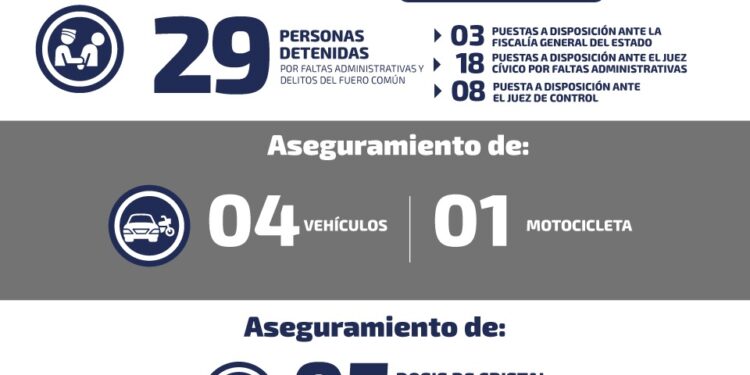29 detenidos en operativos de seguridad en SLP