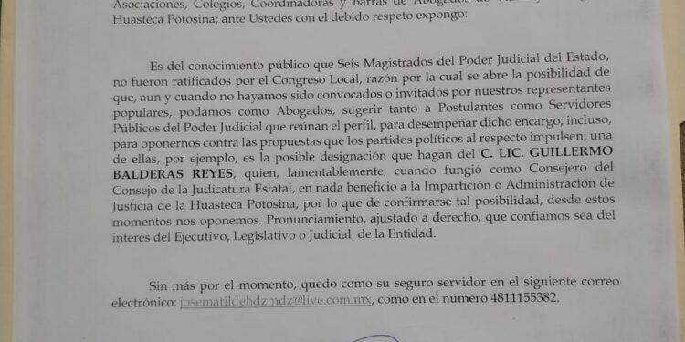 Buscan imponer a Guillermo Balderas en el Poder Judicial, abogados no lo permitirán