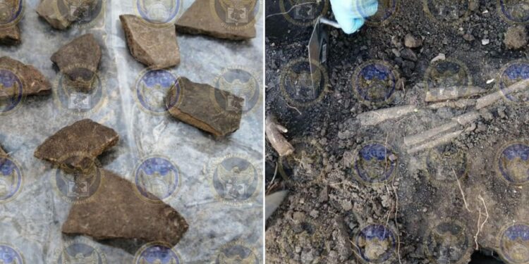 Encuentran restos óseos y vasijas de origen prehispánico en Valle de Santiago, Gto