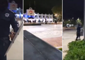 A balazos policía dispersa a feministas durante marcha en Cancún